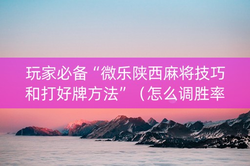 玩家必备“微乐陕西麻将技巧和打好牌方法”（怎么调胜率)