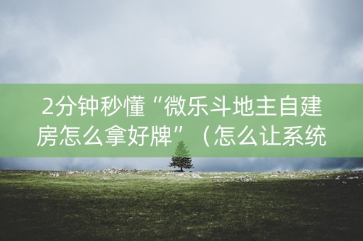 2分钟秒懂“微乐斗地主自建房怎么拿好牌”（怎么让系统给你发好牌)