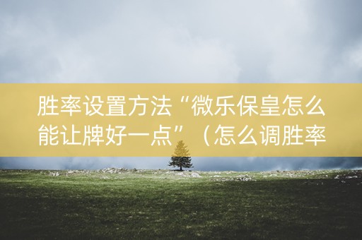 胜率设置方法“微乐保皇怎么能让牌好一点”（怎么调胜率)