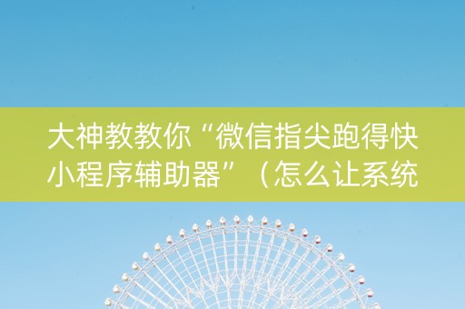 大神教教你“微信指尖跑得快小程序辅助器”（怎么让系统给自己好牌)
