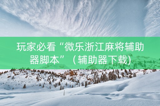 玩家必看“微乐浙江麻将辅助器脚本”（辅助器下载)
