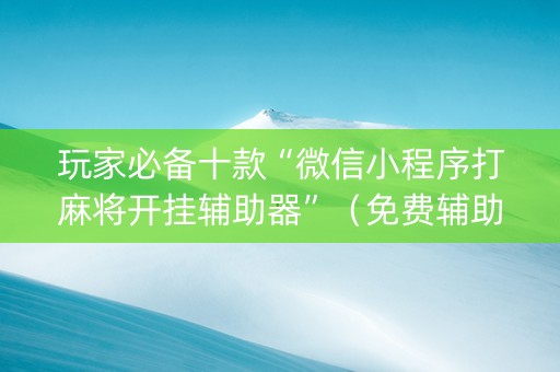 玩家必备十款“微信小程序打麻将开挂辅助器”（免费辅助)