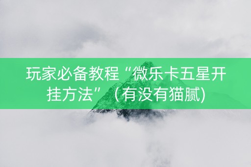 玩家必备教程“微乐卡五星开挂方法”（有没有猫腻)