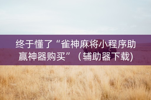 终于懂了“雀神麻将小程序助赢神器购买”（辅助器下载)