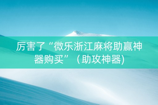 厉害了“微乐浙江麻将助赢神器购买”（助攻神器)
