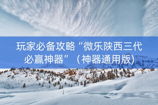 玩家必备攻略“微乐陕西三代必赢神器”（神器通用版)