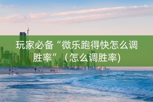 玩家必备“微乐跑得快怎么调胜率”（怎么调胜率)
