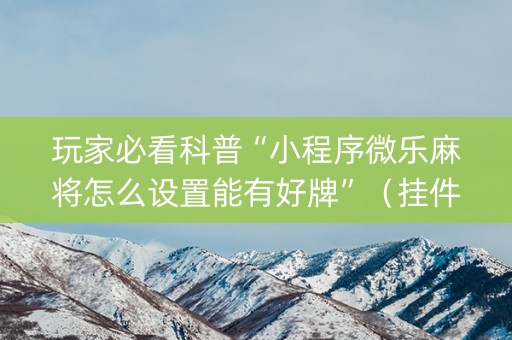 玩家必看科普“小程序微乐麻将怎么设置能有好牌”（挂件神器)