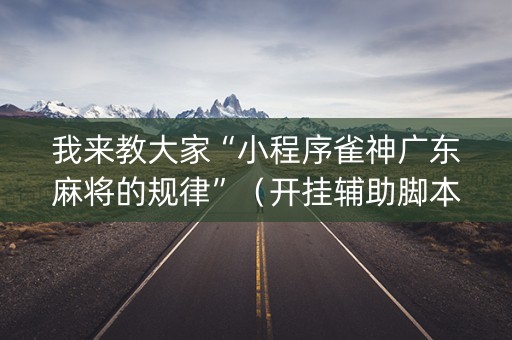 我来教大家“小程序雀神广东麻将的规律”（开挂辅助脚本)