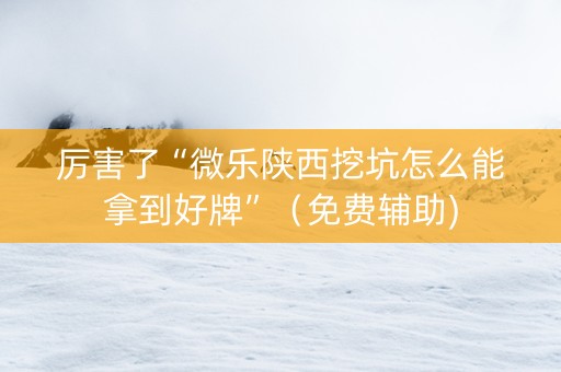 厉害了“微乐陕西挖坑怎么能拿到好牌”（免费辅助)