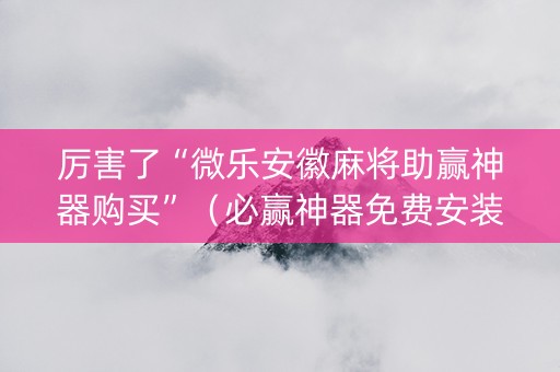 厉害了“微乐安徽麻将助赢神器购买”（必赢神器免费安装)