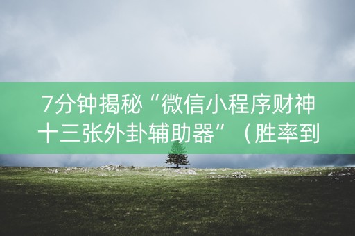 7分钟揭秘“微信小程序财神十三张外卦辅助器”（胜率到哪调)