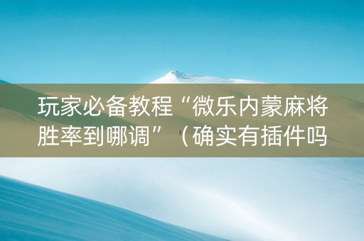 玩家必备教程“微乐内蒙麻将胜率到哪调”（确实有插件吗)