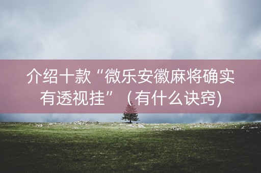 介绍十款“微乐安徽麻将确实有透视挂”（有什么诀窍)