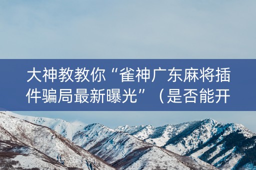 大神教教你“雀神广东麻将插件骗局最新曝光”（是否能开挂)