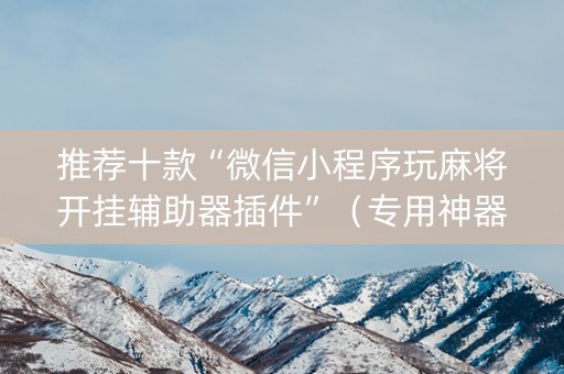 推荐十款“微信小程序玩麻将开挂辅助器插件”（专用神器)