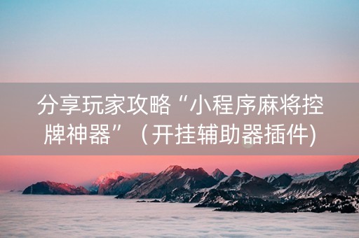 分享玩家攻略“小程序麻将控牌神器”（开挂辅助器插件)