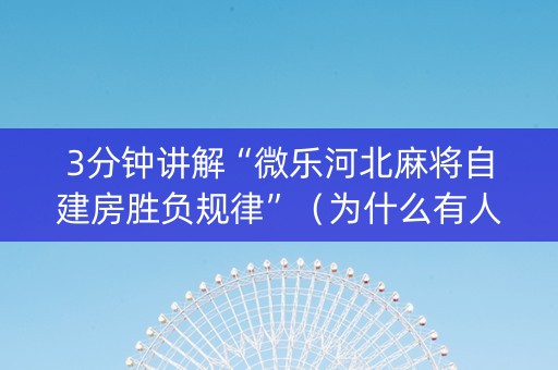 3分钟讲解“微乐河北麻将自建房胜负规律”（为什么有人一直赢)