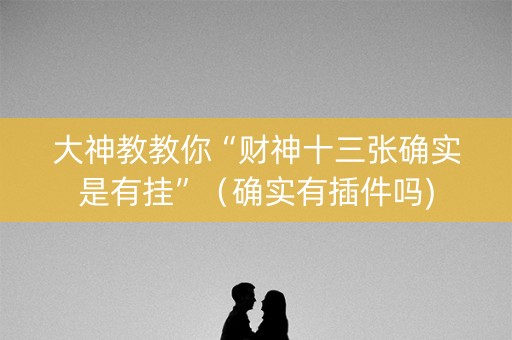 大神教教你“财神十三张确实是有挂”（确实有插件吗)