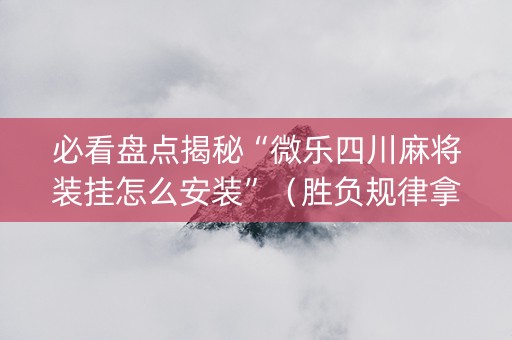 必看盘点揭秘“微乐四川麻将装挂怎么安装”（胜负规律拿好牌)