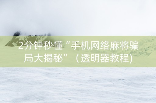 2分钟秒懂“手机网络麻将骗局大揭秘”（透明器教程)