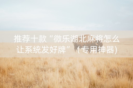 推荐十款“微乐湖北麻将怎么让系统发好牌”（专用神器)