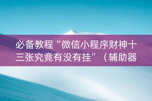 必备教程“微信小程序财神十三张究竟有没有挂”（辅助器通用版)