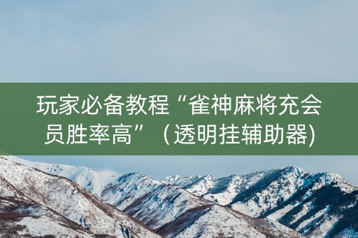 玩家必备教程“雀神麻将充会员胜率高”（透明挂辅助器)