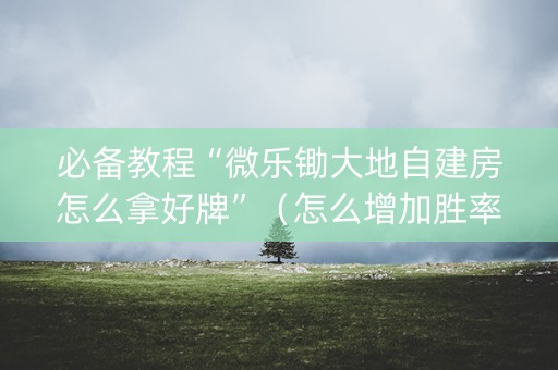 必备教程“微乐锄大地自建房怎么拿好牌”（怎么增加胜率)