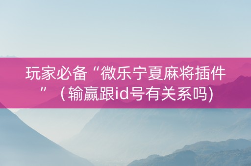 玩家必备“微乐宁夏麻将插件”（输赢跟id号有关系吗)