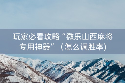 玩家必看攻略“微乐山西麻将专用神器”（怎么调胜率)