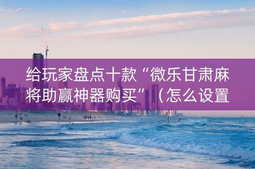 给玩家盘点十款“微乐甘肃麻将助赢神器购买”（怎么设置能有好牌)