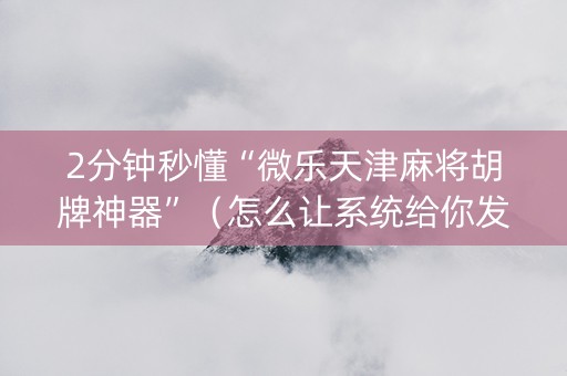 2分钟秒懂“微乐天津麻将胡牌神器”（怎么让系统给你发好牌)