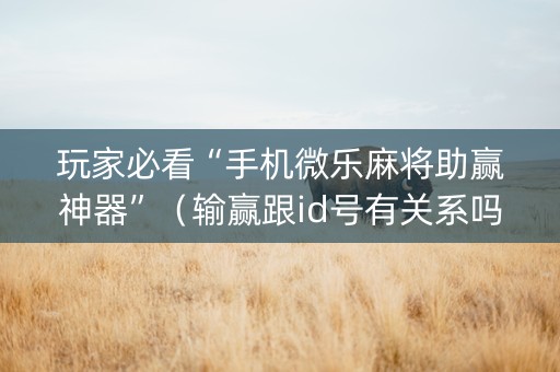 玩家必看“手机微乐麻将助赢神器”（输赢跟id号有关系吗)