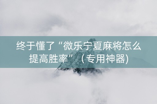 终于懂了“微乐宁夏麻将怎么提高胜率”（专用神器)