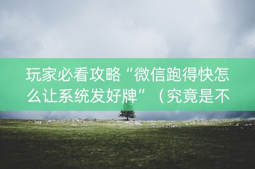 玩家必看攻略“微信跑得快怎么让系统发好牌”（究竟是不是有挂)
