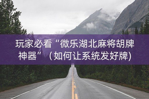 玩家必看“微乐湖北麻将胡牌神器”（如何让系统发好牌)