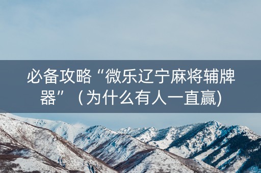 必备攻略“微乐辽宁麻将辅牌器”（为什么有人一直赢)