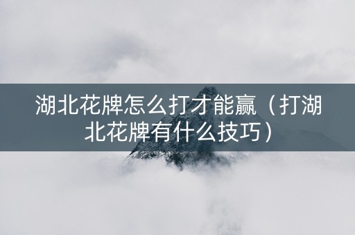 湖北花牌怎么打才能赢（打湖北花牌有什么技巧）