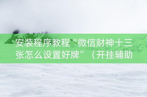 安装程序教程“微信财神十三张怎么设置好牌”（开挂辅助器脚本)