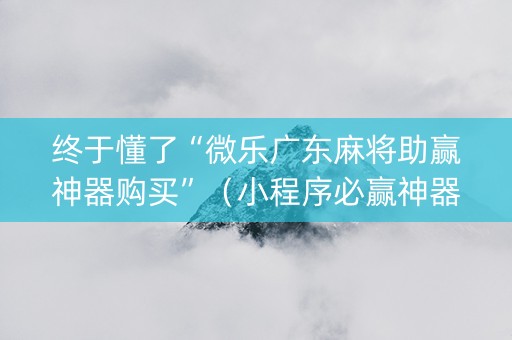 终于懂了“微乐广东麻将助赢神器购买”（小程序必赢神器)