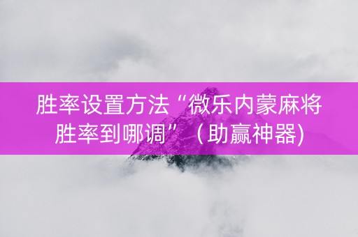 胜率设置方法“微乐内蒙麻将胜率到哪调”（助赢神器)