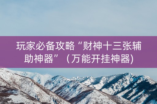 玩家必备攻略“财神十三张辅助神器”（万能开挂神器)