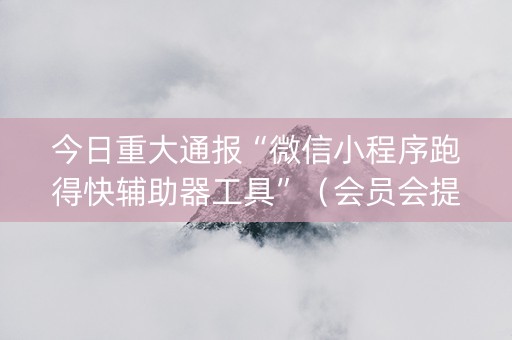 今日重大通报“微信小程序跑得快辅助器工具”（会员会提高胜率吗)