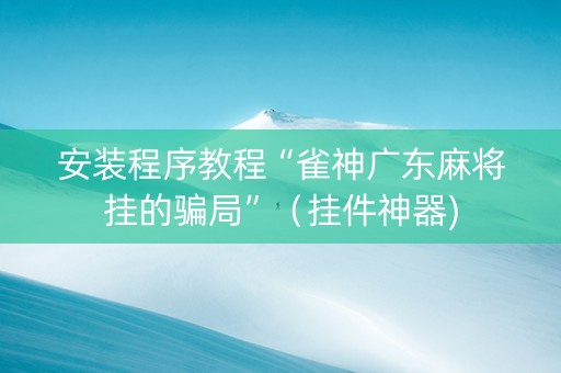 安装程序教程“雀神广东麻将挂的骗局”（挂件神器)