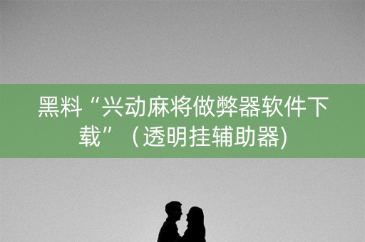 黑料“兴动麻将做弊器软件下载”（透明挂辅助器)