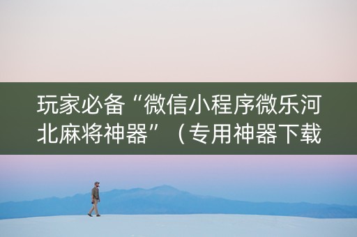 玩家必备“微信小程序微乐河北麻将神器”（专用神器下载)