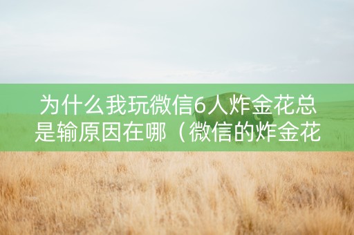 为什么我玩微信6人炸金花总是输原因在哪（微信的炸金花游戏怎么没了）