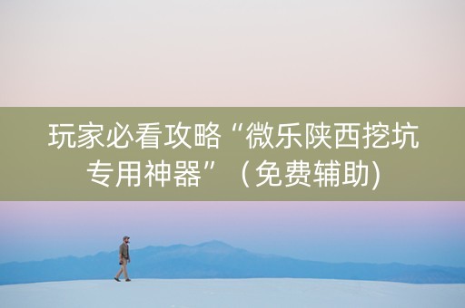 玩家必看攻略“微乐陕西挖坑专用神器”（免费辅助)