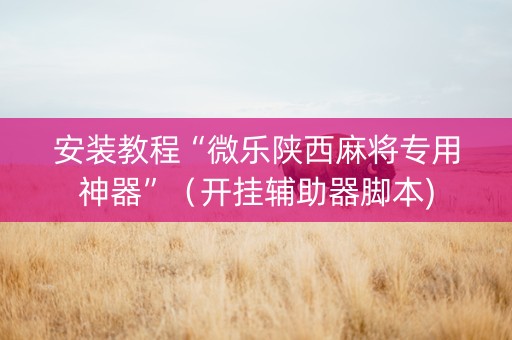 安装教程“微乐陕西麻将专用神器”（开挂辅助器脚本)